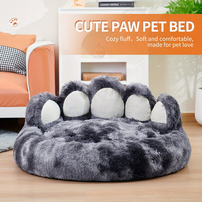 Long Plush Paw Shaped Dog Bed