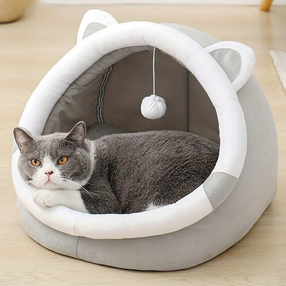 Cozy Cartoon Cat Cave Bed
