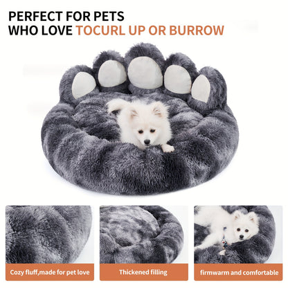 Long Plush Paw Shaped Dog Bed