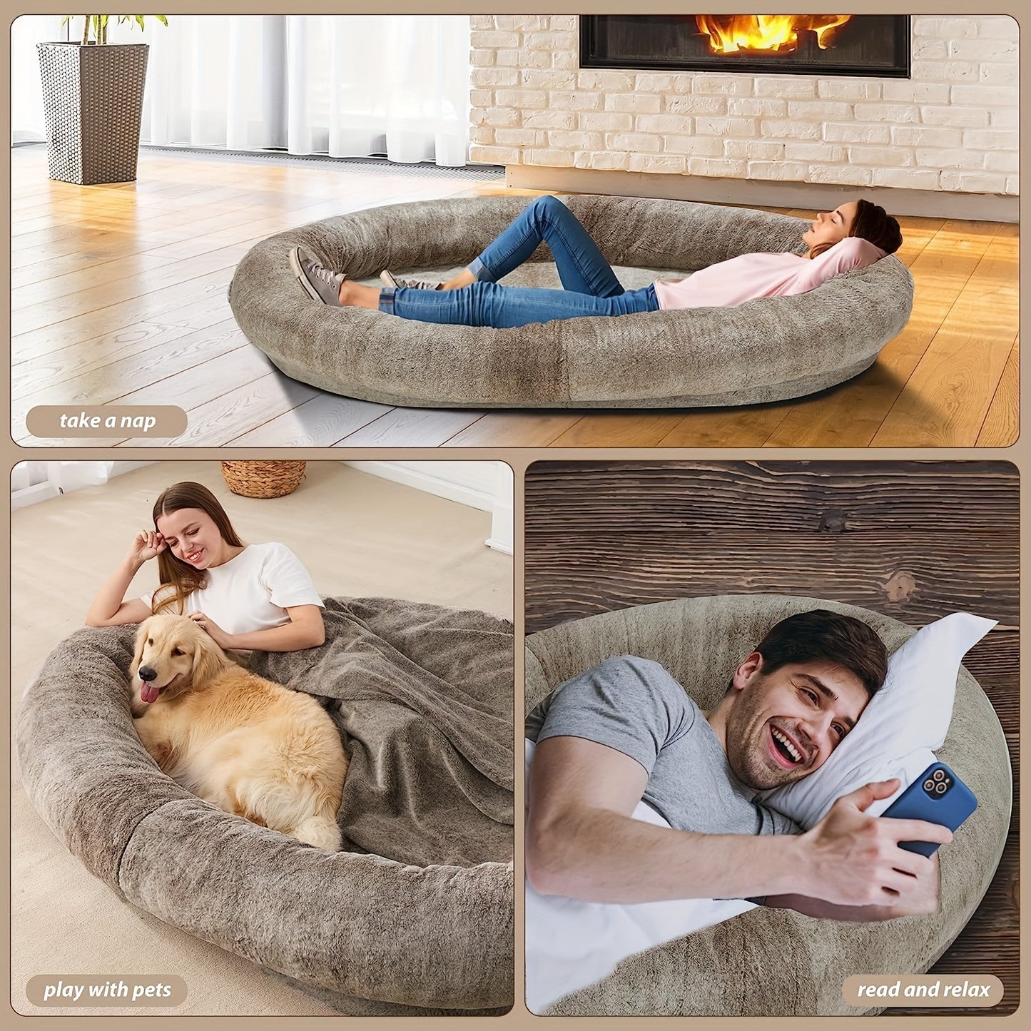 Giant Human-Size Dog Bed for Pets and Adults