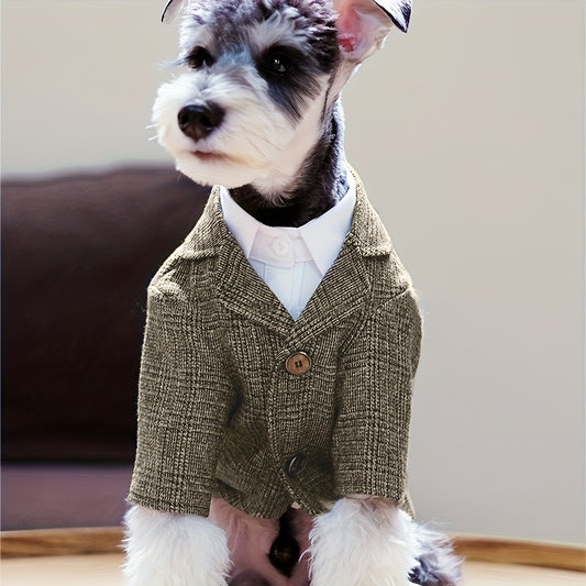 Plaid Print Pet Suit Jacket