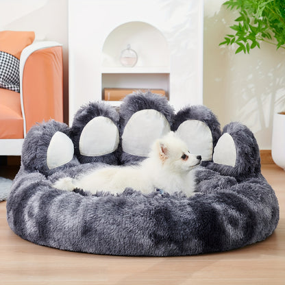 Long Plush Paw Shaped Dog Bed