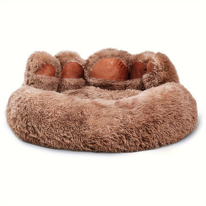 Long Plush Paw Shaped Dog Bed