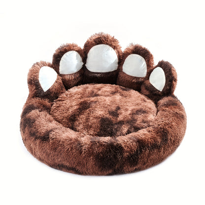 Long Plush Paw Shaped Dog Bed
