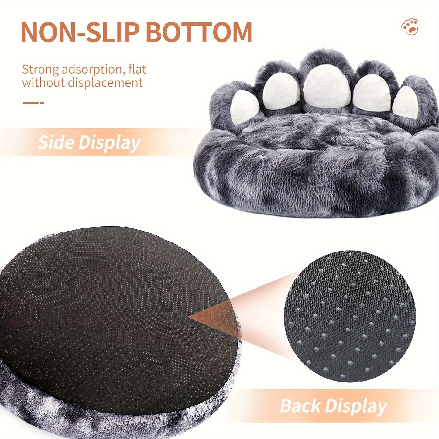 Long Plush Paw Shaped Dog Bed