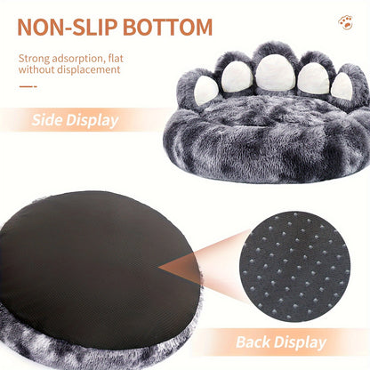 Long Plush Paw Shaped Dog Bed