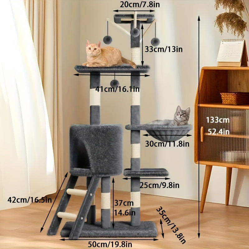 52-inch Cat Tree Tower Apartment Furniture