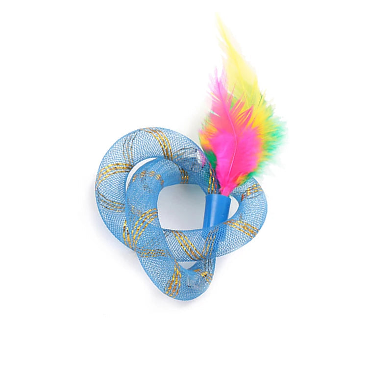Feather Spring Elastic Cat Toy Tube