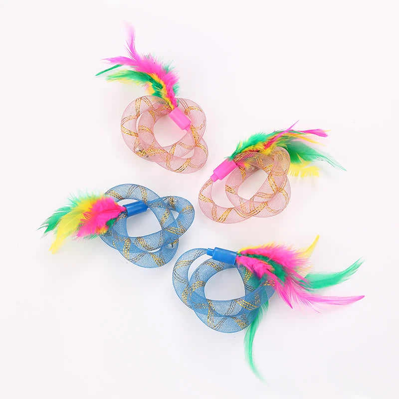 Feather Spring Elastic Cat Toy Tube