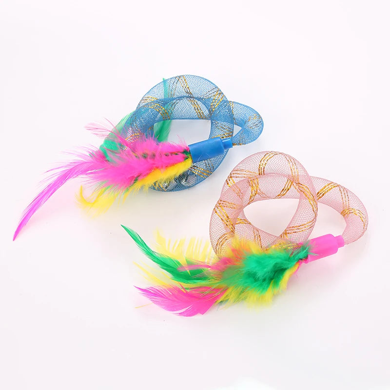 Feather Spring Elastic Cat Toy Tube