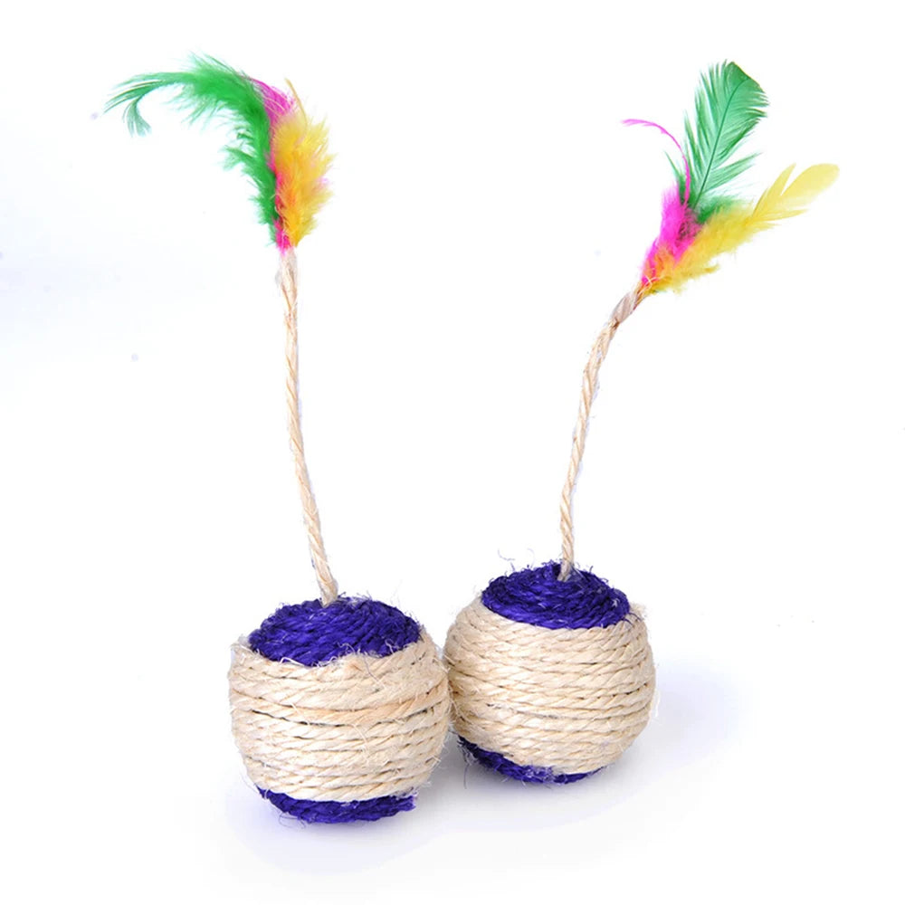 Colorful Feather Interactive Cat Toy Ball