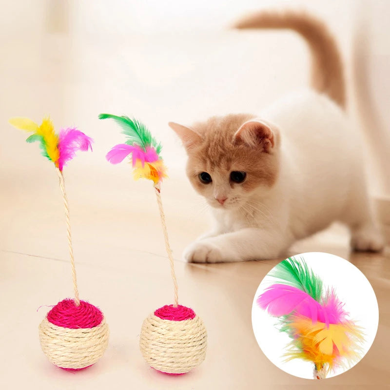 Colorful Feather Interactive Cat Toy Ball