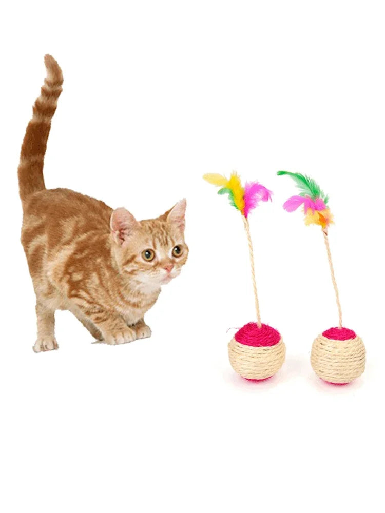 Colorful Feather Interactive Cat Toy Ball