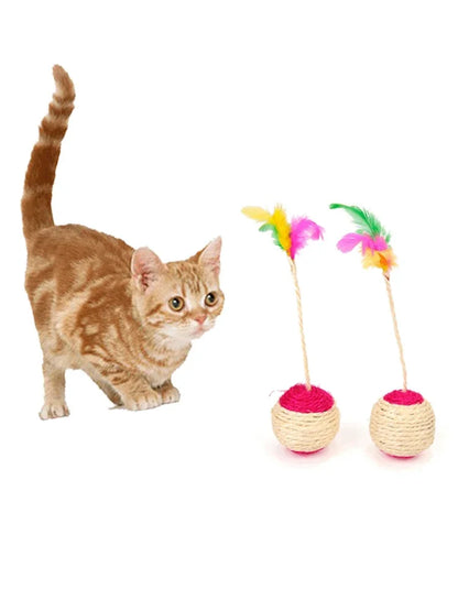 Colorful Feather Interactive Cat Toy Ball
