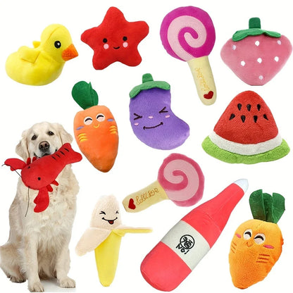 10 Plush Squeaky Puppy Chew Toys
