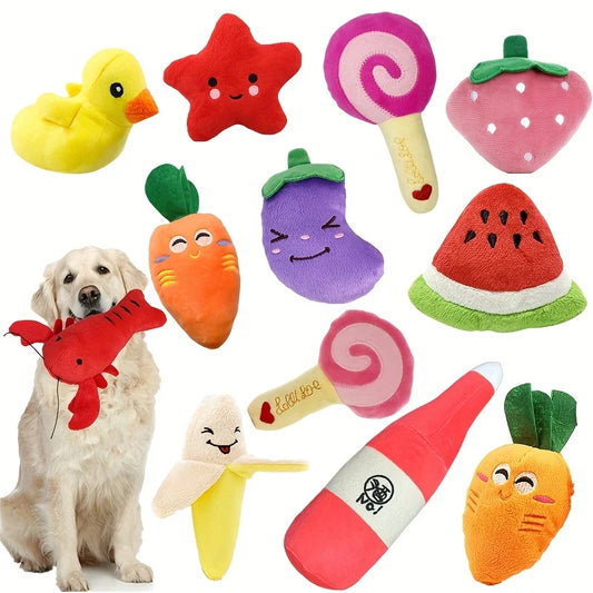 10 Plush Squeaky Puppy Chew Toys
