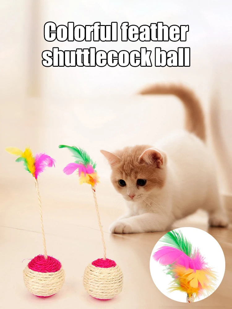 Colorful Feather Interactive Cat Toy Ball