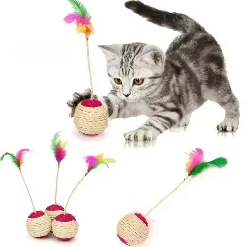 Colorful Feather Interactive Cat Toy Ball