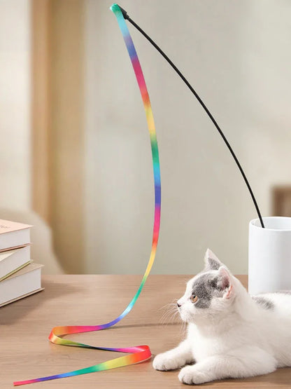 Interactive Colored Ribbon Cat Teaser Wand