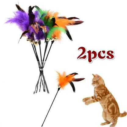 Interactive Cat Feather Bell Rod Toys