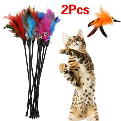 Interactive Cat Feather Bell Rod Toys