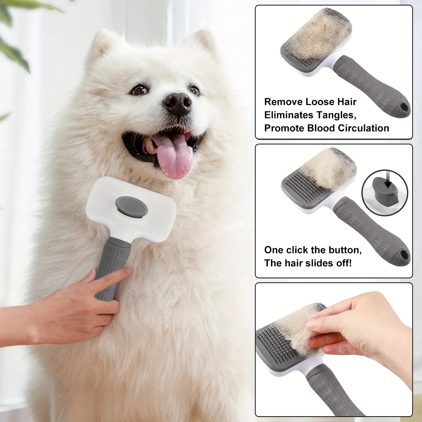 Self-Cleaning Pet Hair Removal Comb