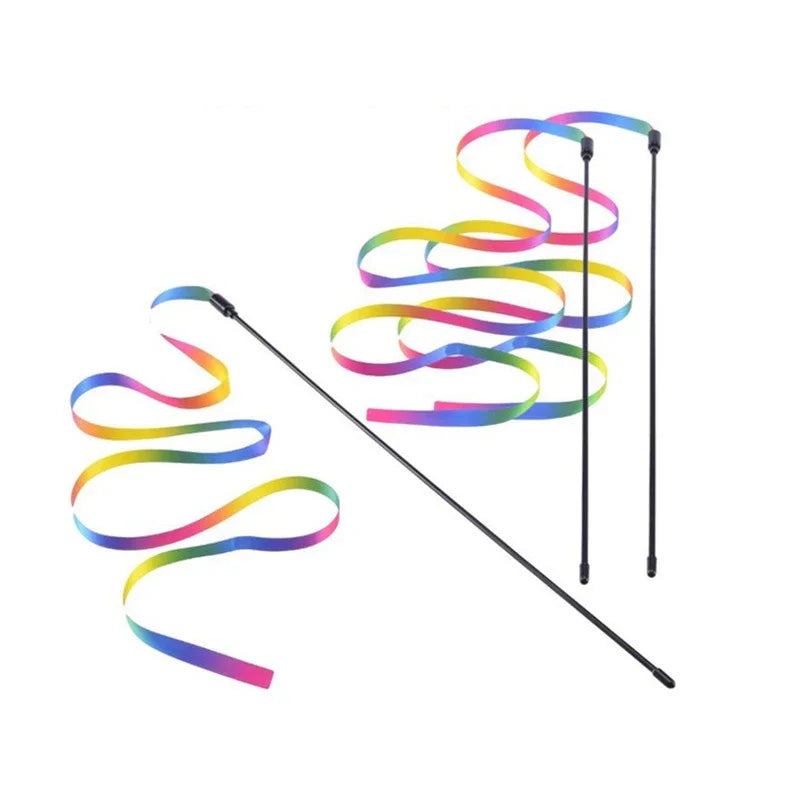 Interactive Colored Ribbon Cat Teaser Wand
