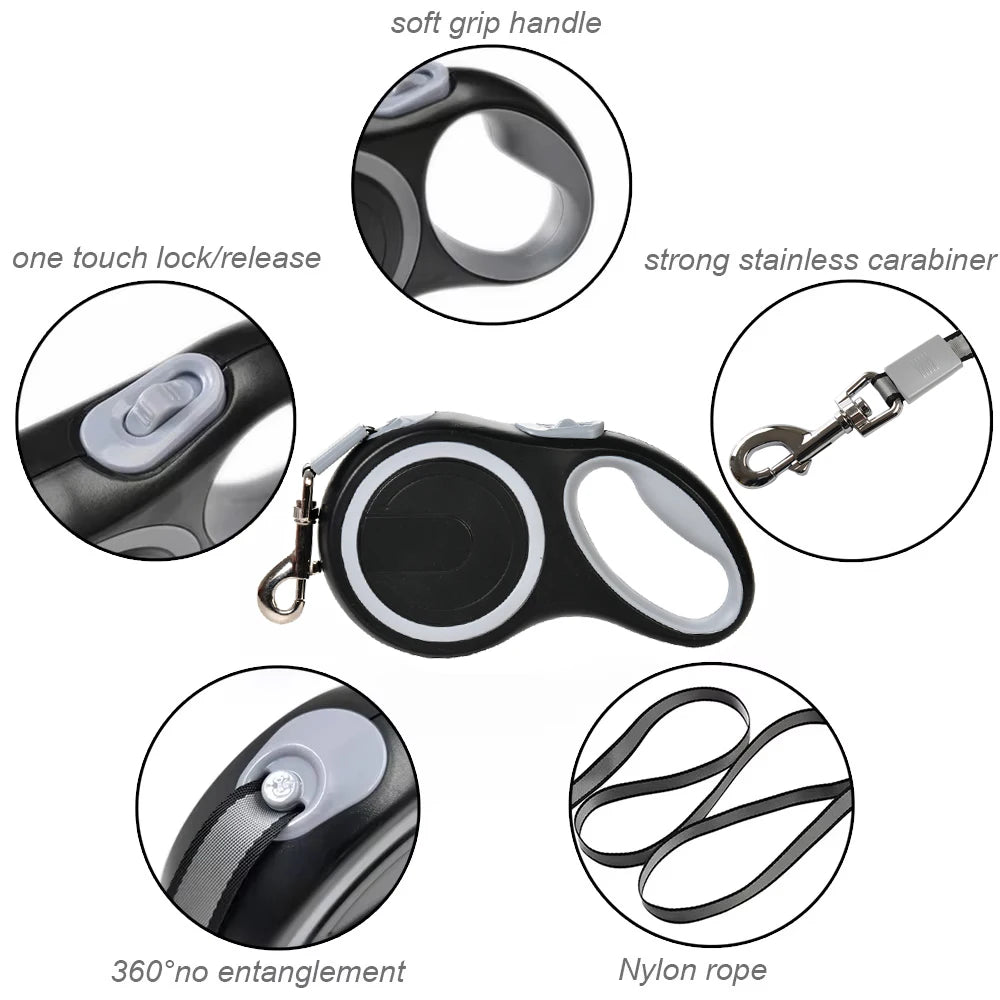 Durable Retractable Nylon Leash Large Dogs