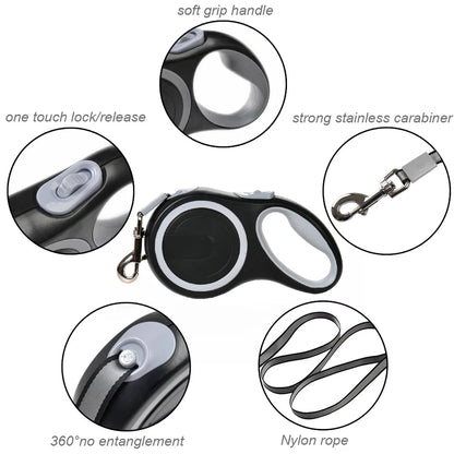 Durable Retractable Nylon Leash Large Dogs