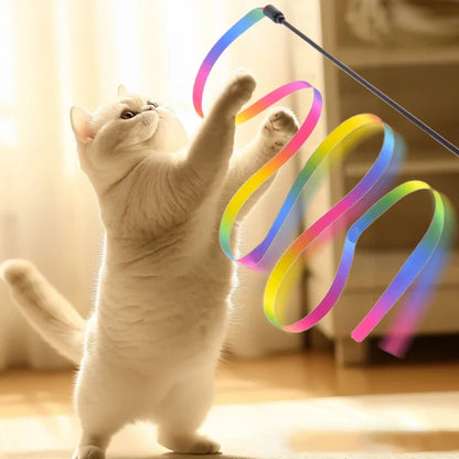 Interactive Colored Ribbon Cat Teaser Wand