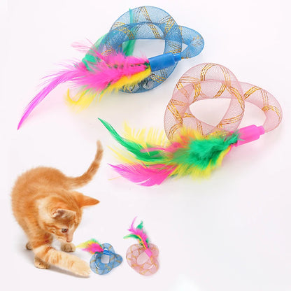 Feather Spring Elastic Cat Toy Tube
